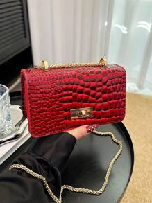 1pc Fashionable And Simple Popular Bag, Stone Pattern, Fashionable Crossbody, Stylish Shoulder Crossbody Bag, Pu Material, Magnetic Buckle Flap Closure, Suitable For Girls To Go Shopping, Daily Use, And Attend Parties, Sweet And Cute Solid Color Matching, Fashionable And Versatile Square Bag Shape, Elegant, Simple And Exquisite Crossbody Bag, It Is A Good Choice As A Gift For Little Girls - Solid Color Crossbody Bag - View 6