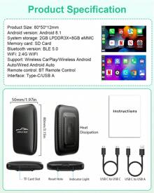 Wireless CarPlay Adapter With Netf1ix Y0uTube-Android Auto Wireless Adapter Magic Link Ai Box - 黑色 - 查看 8