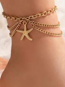 1 Set New Ocean Series Design Versatile 5-Star Braided Shell Beaded Chain Jewelry Set For Women