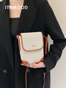 ITAMOOD 奢华设计师彩色翻盖手机钱包钱包、单肩包、斜挎包、腋下包、便携式可调节斜挎包 - 卡其色 - 查看 2
