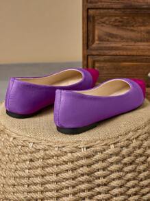 Zapatos planos de mujer con puntera puntiaguda y diseño de patchwork, mocasines casuales versátiles y sofisticados, aptos para el otoño y todas las estaciones - Morado - Ver 6