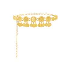 1 pièce Chaîne de taille longue en métal avec pendentif de pièce de style bohémien, accessoire de perle de fantaisie vintage pour femmes, ceinture de taille rétro