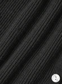 Women's Knit Cardigan Half Sleeve Round Neck Solid Color Button Up Knitwear - màu đen - Xem 7