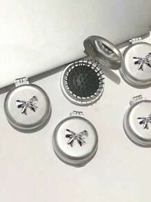 Featuring A Silver Bow Decoration 2-In-1 Foldable Comb & Makeup Mirror – Portable,Exquisite Bow Decoration, Tabletop, Contemporary Beauty Tool For Travel,Folding Comb With Makeup Mirror, Easy To Carry, Perfect For Travel Outgoing Use