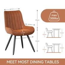 Dining Chairs Set Of 2 | Upholstered Chairs With 5 Cm Seat Cushions • Artificial Fabric Dining Chair • Kitchen Chair With Backrest • Modern Armchair • Metal Legs, Brown - 棕色 - 查看 4