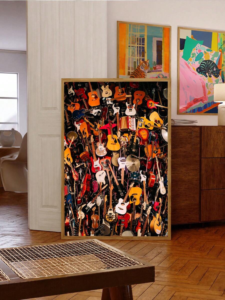 1 张吉他主题海报，经典乐器，帆布印刷海报，家庭音乐装饰，工作室音乐爱好者礼物，墙壁艺术，客厅卧室办公室墙壁装饰，无框架 - 彩色 - 查看 1