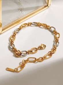 Uworld 1Pc Of Women's Personalized Cross Buckle Bracelet Gold And Silver Color Matching 18k Gold-Plated Stainless Steel Bracelet Suitable For Daily Wear Commuting Festival Party Vacation Etc.