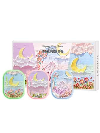 4g*3pcs Multi-Fragrance Romantic Painting Solid Fragrance, Long-Lasting Light Scent Female Solid Fragrance Stick, Portable Solid Fragrance In Mint, Azure, Oud, Cedar Scents, Fresh & Non-Greasy, Best Gift Set For Car Fragrance