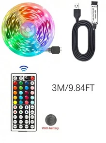 1 件 44 键遥控 RGB LED 灯带，多色照明，适用于家庭派对装饰、游戏室、卧室、客厅、厨房 - 可调光 - 彩色光 - 查看 13