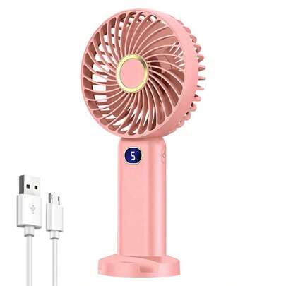 Mini Handheld Fan With 5 Speed Settings, Digital Display, Portable Quiet Desktop/Dorm/Outdoor Rechargeable Fan