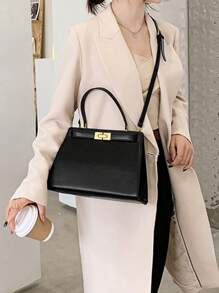 Black Elegant Handbag For Women, 2025 New Fashion High-End Luxury Niche Commuter Shoulder Bag With Large Capacity