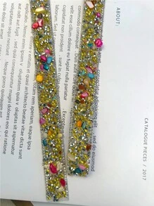 1 Roll 2cm Wide Colorful Double-Sided Rhinestone Diamond Trim, Apparel Accessory Decoration, All-Season Applicable For DIY Sandals, Wedding Dresses, Headpieces, Hats, Gorgeously Sparkling