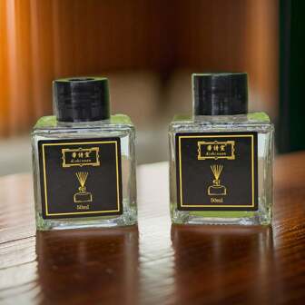 1 Pc 50ml/1.69oz Small Square Reed Diffuser Set For Home, Living Room, Bedroom, Study, Indoor, Hotel Decorative Fragrance Gift. The Air Freshener Bottle Deodorizes The Bathroom, And The Dried Rattan Flowers Stay Fragrant For A Long Time, And The Air Is Fresh. Jasmine, Lemon, Lavender, Gardenia And Many Other Fragrances Are Available (The Color Of Volatile Stick Is Random). Valentine Day Valentines Supplies Wedding Items