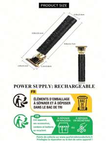 1入 Retro T9 電動理髮器，男士專用修剪器，帶剪刀和剃刀功能和可充電電池