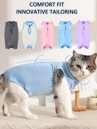 Lightweight Breathable Cat Spay/Neuter Recovery Suit, Thin Spring/Summer Design, 4-Leg Cat Apparel