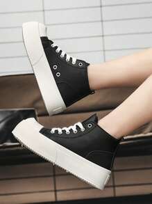 Zapatos de skate con suela gruesa tipo Derby, unisex, de entresuela alta y versátiles para uso casual, transporte y estudiantes, para todo el año