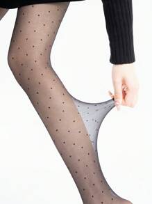 1 pieza Medias/Pantimedias sexy a lunares negros para mujer, apropiadas para festivales de música, baile y discotecas