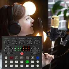 Podcast Equipment Bundle, Condenser Microphoneand Professional Audio Mixer For Studio Recording Vocals, Voice Overs, Streaming Broadcast, Videos,Gaming And More - Black - View 10
