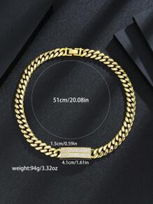 1 件欧洲和美国嘻哈珠宝锆石项链 10 毫米光滑链条，男士嘻哈骑行者链条项链，几何手链 - 鑲鑽款 - 查看 4