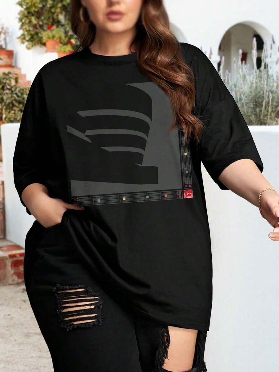 Frank Lloyd Wright Oversize Graphic Oversize Women T-Shirt For Women Architect Building Designer - Black - View 1