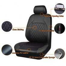 Full Set PU Leather Car Seat Covers, Compatible With Airbag, Breathable, Suitable For Cars, Trucks, SUVs, Comfortable, Durable, Waterproof And Breathable, Prevents Car Seat From Stains, Dirt And Spills