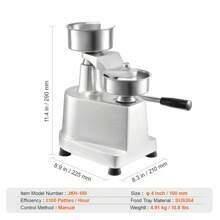 Commercial Burger Patty Maker, Hamburger Beef Patty Maker With Convertible Mold, Heavy Duty Stainless Steel Burger Press Machine, Large-Capacity Hopper Hamburger Press Machine, PE Meat Forming Processor With Handle & Patty Paper - 100mm/4inch - View 7
