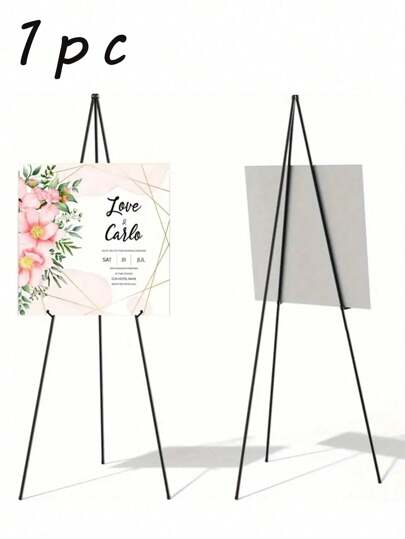 1 件 63 英寸婚礼标志画架，可折叠画架，用于展示标志落地画架，黑色三脚架，用于婚礼标志和海报欢迎板支架，大型落地可调节金属绘画画架三脚架黑色底座复活节礼物，用于婚礼横幅和海报展示架，桌面画架展示金属三脚架