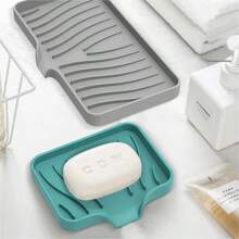 1-Pack Silicone Drain Soap BoxBathroom Anti-Slip Sink Tray Creative Washing Table Soap Tray Free Punch Drain Rack