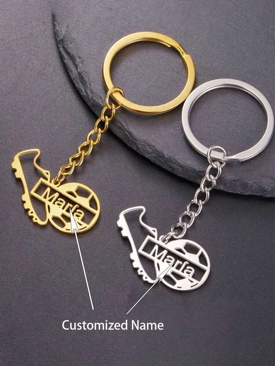 1 件个性化足球鞋和足球钥匙扣，带定制名称、不锈钢吊坠、运动钥匙圈。这些珠宝配饰适合男士和女士，非常适合毕业典礼、生日礼物和节日礼物。 - 彩色 - 查看 1