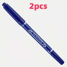 1pc/Multipurpose Non-Washable Double-Headed Lining Pen, Stationery Oil-Based Waterproof Marker Pen, Fade-Resistant, Marking & Signature Pen, Black Fine-Tip Courier Pen, Smooth Writing, Fade-Resistant, Suitable For Graffiti, Coloring, Applicable For School, Office, Factory Use