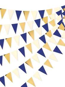 15pcs/Set-Navy Blue Gold And Beige Party Decorations Royal Blue Gold Triangle Flag Pennant Banner Bunting For Graduation Birthday Wedding Bridal Shower Nautical Party Decorations Supplies,1181inch Colorful Pennants Flags Multicolor Bunting String Pennants In Bulk, Grand Opening, Carnival Themed Birthday Party Decoration Outdoor Activities Classroom Decoration