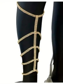 1 cadena para piernas y Body de mujer con diamantes de imitación exagerados, multicapa, sexy, para discoteca, playa