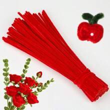 Value Pack 100Pcs Assorted Colors Flexible Fabric Pipe Cleaners With Step-By-Step Video 8mm/0.31inch Bolder DIY Craft Supplies For Handmade Decorations And Projects, Twister Set With Two Color Options, Pipe Cleaner Flower Kits - Multicolor - View 24