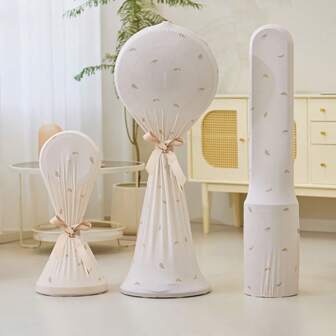 1 件优雅涤纶风扇罩，全覆盖防尘立式风扇罩，带叶子图案设计，通用立式风扇收纳罩，适用于家庭和办公室