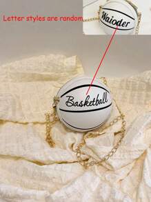 1个迷你儿童单肩包，男女通用，酷炫篮球字母设计，可爱百搭旅行链条斜挎包，篮球儿童链条时尚迷你单肩斜挎零钱包，PU材质篮球造型斜挎包，时尚链条肩带，适合男孩女孩参加派对、购物、日常使用。