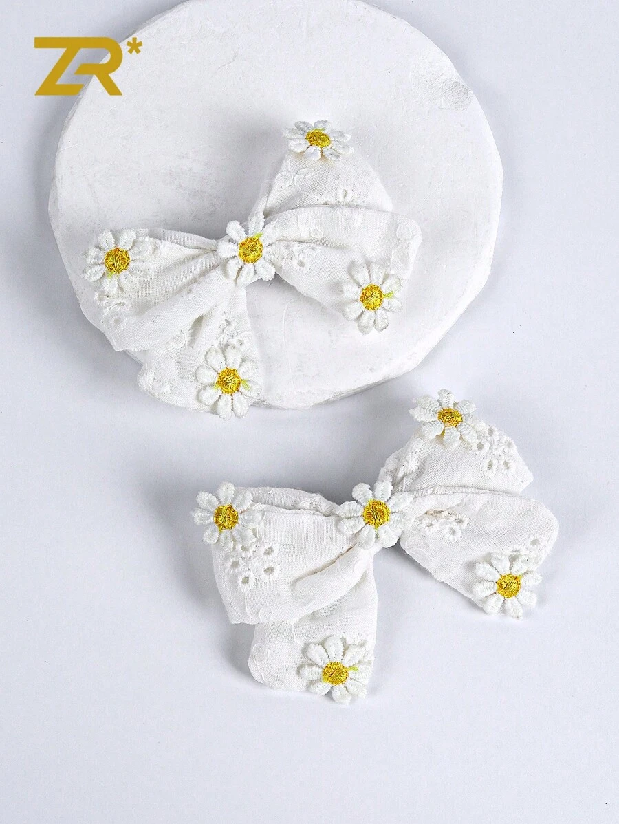 2 件装 女士网状雏菊蝴蝶结发夹 休闲日常蝴蝶结发夹 发饰 - 彩色 - 查看 1