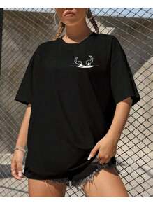 HOLLOW GHOST T-Shirt Basic Cotton Short Sleeve Premium Shirt - 黑色 - 查看 4