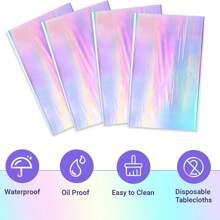 10 paquets de nappes de table irisées holographiques pour fête - nappes en aluminium jetables pour mariage, shower de mariée, anniversaire, révélation de sexe - fournitures de célébration en plastique, fabriquées à la machine