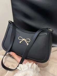 1 Stück modische, personalisierte Unterarmtasche im koreanischen Stil, personalisierte Schultertextur, stilvolle Pendlertasche in Halbmondform, Unterarmtasche mit Schleife, Schultertextur, exquisite Pendlerbaguette-Tasche, mit Schleifen-Dekoration, glatter Reißverschluss, modische und vielseitige quadratische Taschenform, Schultertasche, geeignet für Mädchen zum Einkaufen, für den täglichen Gebrauch, eine gute Wahl als Geschenk für Freunde - Schmetterlings-Achseltasche - Übersicht 11