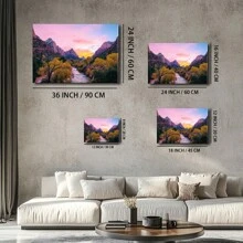 1pc Landscape Vintage Decoration Prints Poster A River Running Through A Lush Green Forest Wall Art Decoration For Living Room Bedroom Bathroom Kitchen Apartment Hotel, Artful Home Decoration - Framed, Horizontal - Wrapped Framed Canvas - View 5