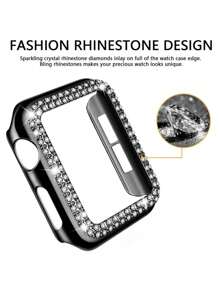 1pc Silver Plated Bling Rhinestone Decoration Chic Lovely Hollow-Out Glitter Drop-Proof Protective Case, Compatible With Apple Watch Case 38/40/41/42/44/45/49Mm, Compatible With Series Ultra/SE/9/8/7/6/5/4/3/2/1, Smart Watch Case Accessories