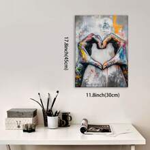 Framed, Canvas Painting, Street Graffiti Love, Wall Decoration, Living Room, Library, Office, Cafe, Bar, Abstract Art, Perfect Birthday, Holiday Gift, Valentine'S Day, Easter Egg
