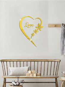 1 Peça Adesivo de parede decorativo de espelho de coração romântico, adesivo de espelho acrílico de coração romântico removível autoadesivo, adesivos decorativos de sala de estar e quarto, espessura de 1 Peça mm