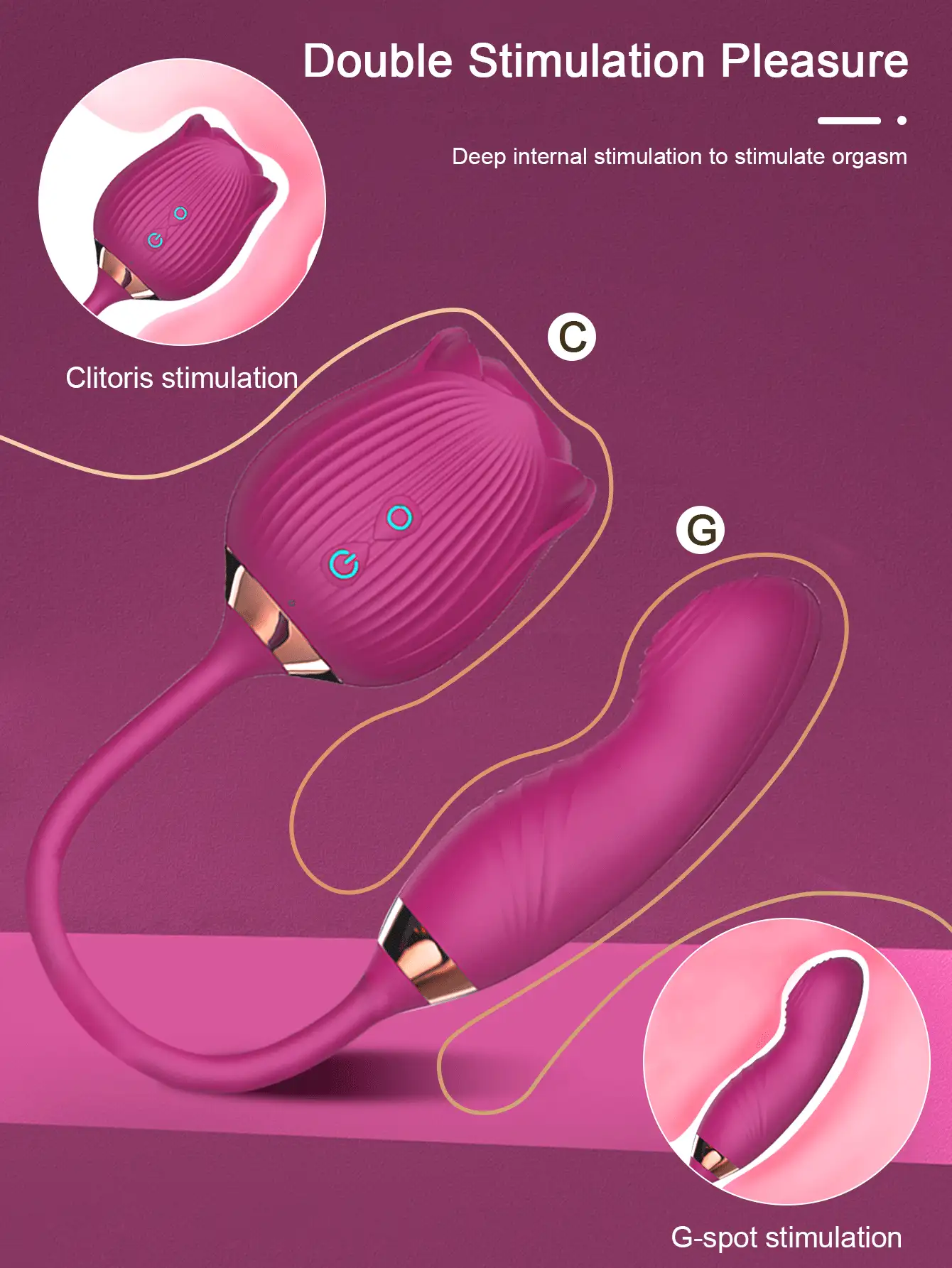 Juguete sexual vibrador para mujeres - Juguete sexual en forma de rosa con vibradores para estimular el punto G y 10 modos de succión para la estimulación clitoriana, de los pezones y anal, juguetes sexuales para adultos y máquinas sexuales para parejas