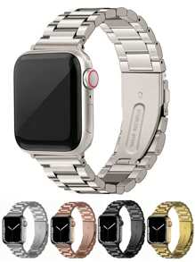 1pc Fashionable Men Apple Watch Band Apple Watch Strap Silver Stainless Steel Adjustable Watch Band Compatible With Apple Watch Series 10 Ultra2/Se/S9/S8/S7/S6/S5/S4/S3/S2/1, Gift For Both Men And Women, Replacement Strap For Smartwatch, 38mm/40mm/41mm/42mm/44mm/45mm/49mm (Watch Not Included) Compatible With Apple Watch Band
