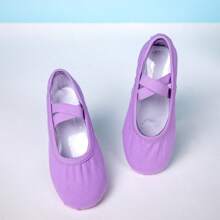 儿童/幼儿室内软底芭蕾舞鞋，带松紧带，防滑透气舞蹈运动鞋 - 紫色 - 查看 6