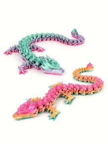 3D Printed Vivid Rose Dragon Sculpture - Flexible Joints, Multi-Colored, Suitable For Home And Office Decor, Great For Bookshelf, Living Room, Desk, Dragon Decoration