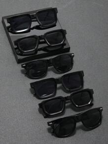 6pcs Unisex Combination Pack, 4pcs, 3pcs Set, 1pc Round Frame, 1pc Square Frame, 1pc Oversized Square Frame, Y2K Square Casual Retro Beach Fashion Sunglasses, Suitable For Daily Wear, All Seasons