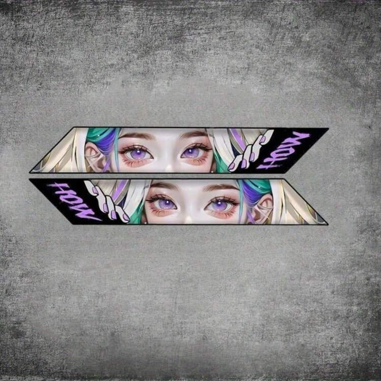 2 piezas de adhesivos de marco de bicicleta con diseño de ojos de anime, adhesivos de estilo JDM de PVC, aptos para bicicletas de carretera y de montaña, decoración personalizada para tubos superior e inferior, gráficos de vinilo resistentes al agua y a los rayos UV - Multicolor - Añade 17