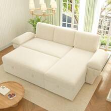 Merluxy Reversible Pull-Out Sectional Sofa Bed Sleeper With Chaise And Hidden Storage, 3-Seat Modern Couch For Space-Saving Apartment Living Room Setup - 白色 - 查看 8